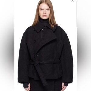 Lemaire Black Wool Pea Coat